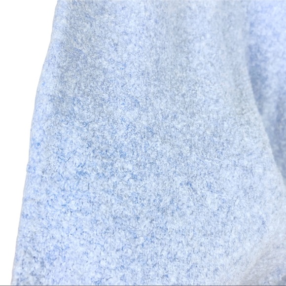 ZARA Wool High Waisted Wide Leg Textured Knit Pull On Trouser Lounge Pants Blue - Picture 13 of 16